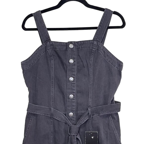 Oat Black Volcano Side Slit Denim Overalls Jumpsuit Sz 12 NWT - Picture 5 of 8
